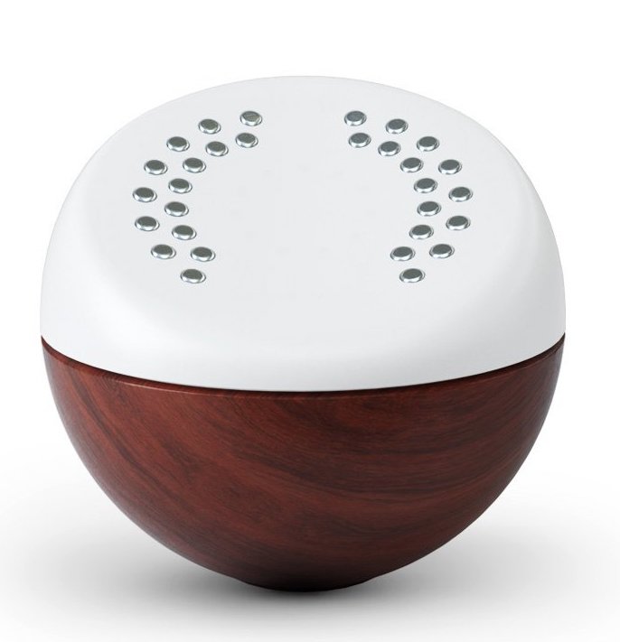 Core meditation device by Hyperice — spherical wood and white design with haptic feedback sensors